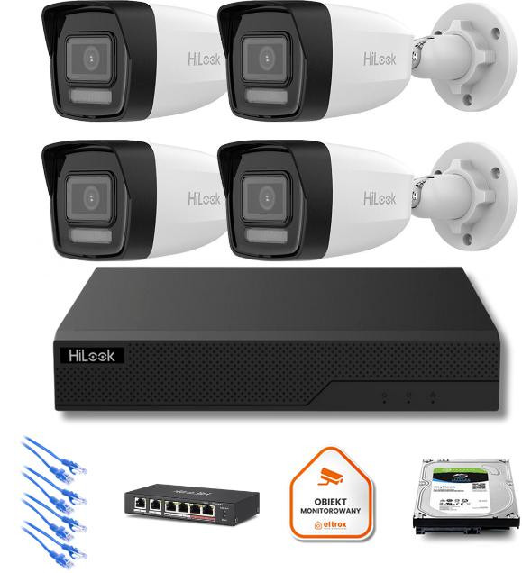 zestaw monitoringu hilook 4 kamery ip z rejestratorem